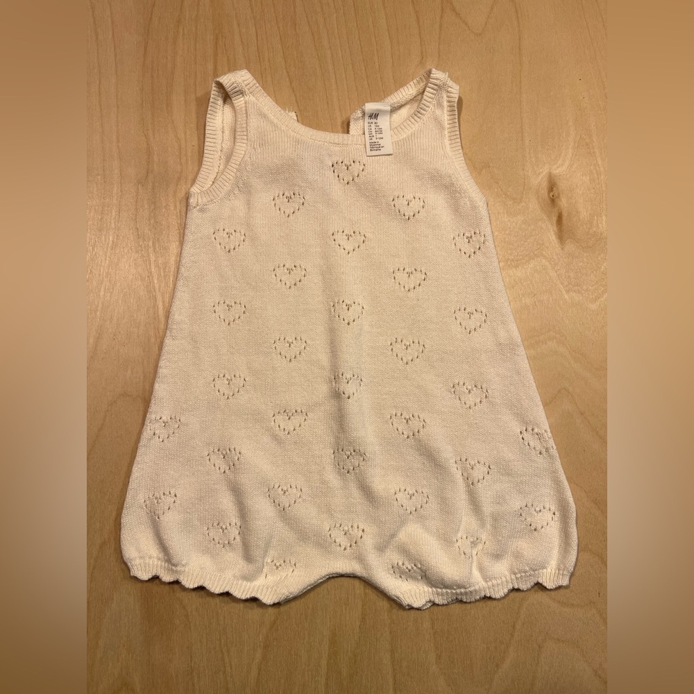 Cream Sleeveless Knit Baby Romper